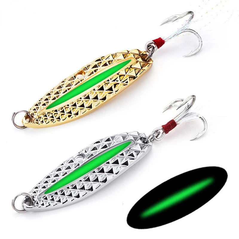 Fishing Hook Treble - 1PC Metalowa świecąca łyżka wędkarska Przynęty