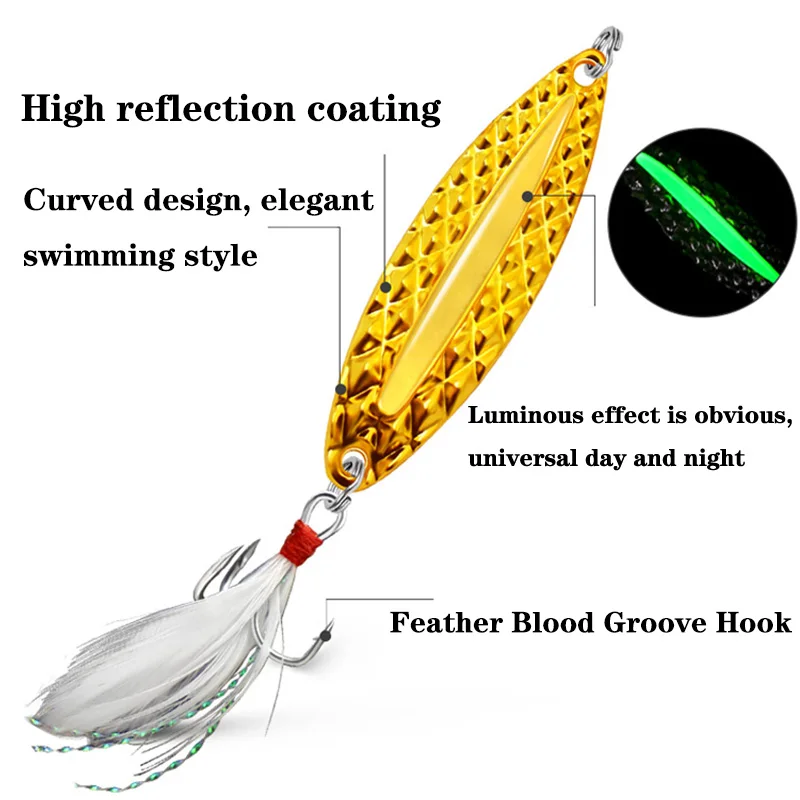1PC Metalowa świecąca łyżka wę – Fishing Hook Treble recenzja i cena